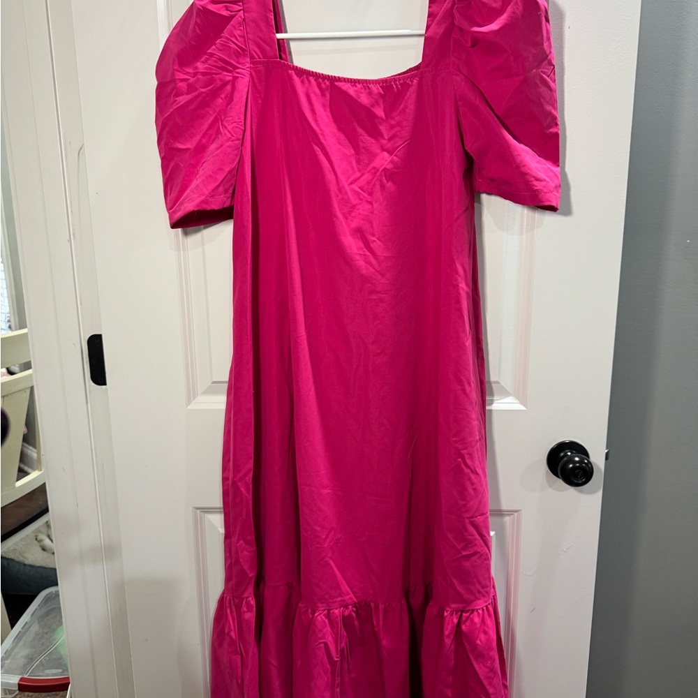 SHEIN Fuchsia Puff Sleeve Dress